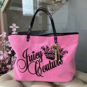 Juicy Couture Velour  Pink Bubblegum Large Tote Y2K Rare HTF